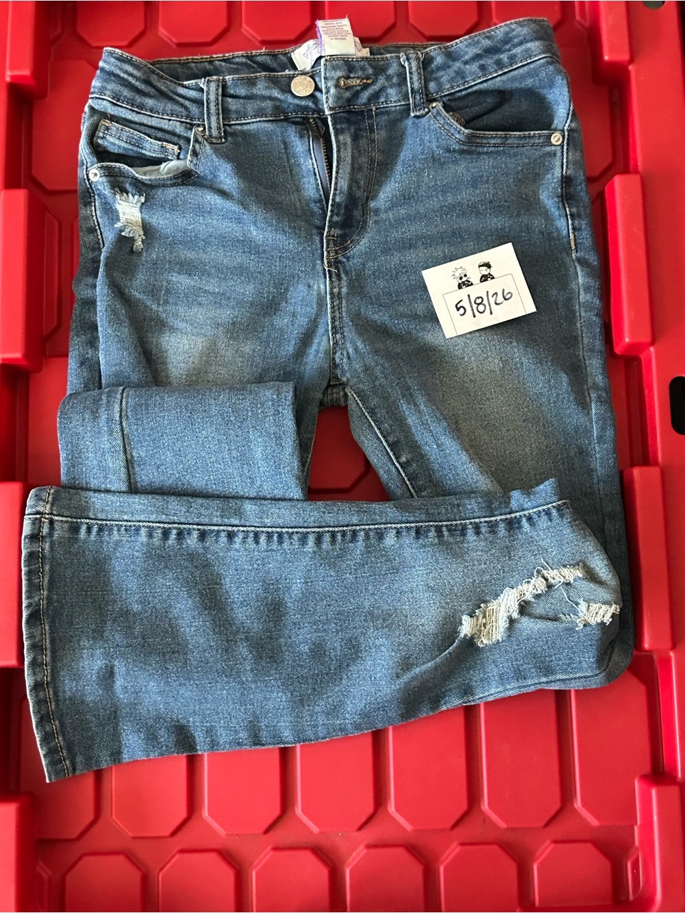 Kids Slim Fit Distressed Blue Denim Jeans